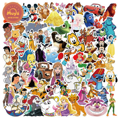 MUYA 100pcs Disney Collection Stickers Waterproof Cartoon Vinyl Stickers for Laptop