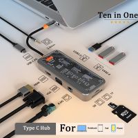 10 in 1 USB C Docking Station 3.0 2.0 HUB to PD High Speed HDMI-Compatible TF/SD Card Full Function HUB for Computer Accessories