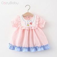 Baby Girls Dress 2022 Summer Short-sleeved Dress Sweet Plaid Dress Lolita Princess Dress Girls Clothes