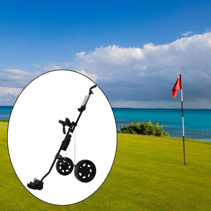 Golf Trolley 2 Wheel Foldable Pull Push Cart Black Pushcart Accessories