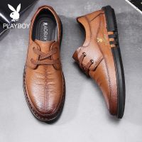 【Ready】? Mens Leather Shoes Genuine Cowhide Business Mens Casual Shoes Breathable Soft Sole Non-slip Shoes Mens Korean Trendy