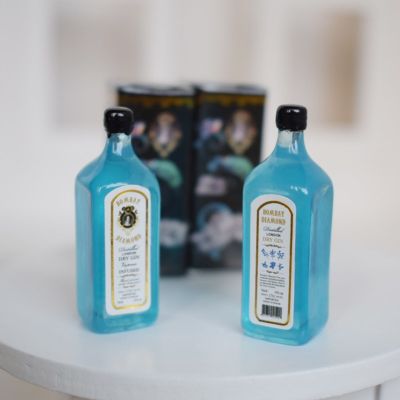 hot！【DT】♗▦  1:6 Dollhouse Miniature Drink 2 Bottles of Bombay Dry Gin Wine Pretend Food for Accessories