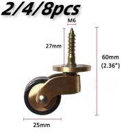 ล้ออุปกรณ์เฟอร์นิเจอร์แบบทนทานทองเหลืองล้อสากลพร้อมก้านเกลียว M6สำหรับตู้เก้าอี้โซฟาพร้อมสกรู2/4/8ชิ้น