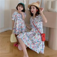 2021 New Summer Family Matching Outfits Floral Short-Sleeved Mother and Daughter Dress Fashion Women Girls Sets Family Clothes