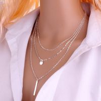 2020 New Women Fashion Gold Color 3 Layers Chain Necklace Hollow Out Triangle Long Pendant Necklaces Jewelry Jewelry Gift