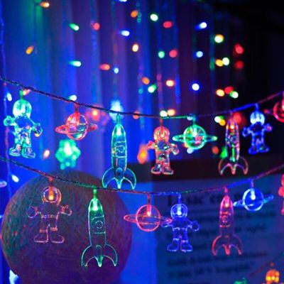 LED Outer Space Party Astronaut Rocket Spaceship String Light Christmas Gifts Light String Birthday Party Holiday Decor Fairy Lights