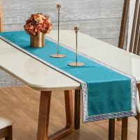 [HOT ZEXKLIOALQAQ 529] Teal Table Runners Modern Geometric Luxury Bed Runner ผ้าสี่เหลี่ยมผืนผ้านุ่มตกแต่งโต๊ะรับประทานอาหารสำหรับงานแต่งงาน Party