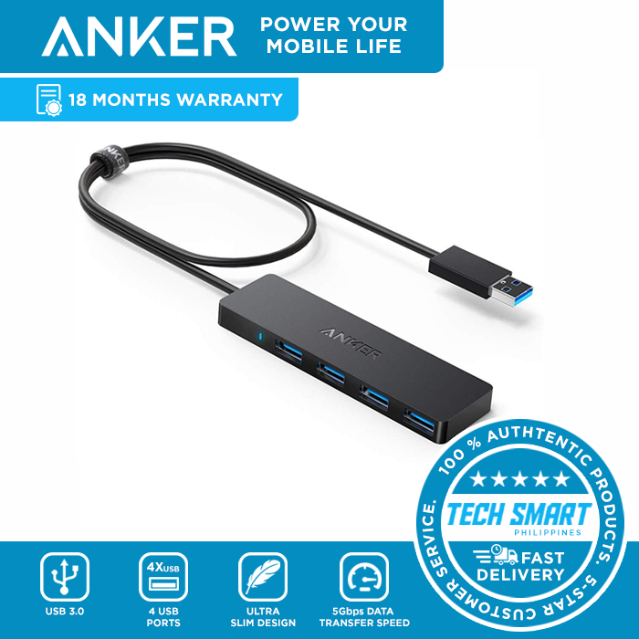 Anker 4-Port USB 3.0 Ultra Slim Hub for Laptops and Desktops | Lazada PH