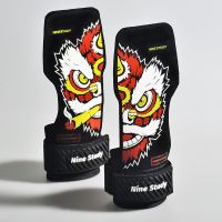 Lion Dance Design Cowhide Gym Gloves Grips Anti-Skid Weight Lifting Grip Pads Deadlifts Workout Fitness Gloves Pull ups Bracer