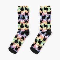 Rainbow Halloween With Black Cats Socks Mens Tennis Warm Socks Winter Woman