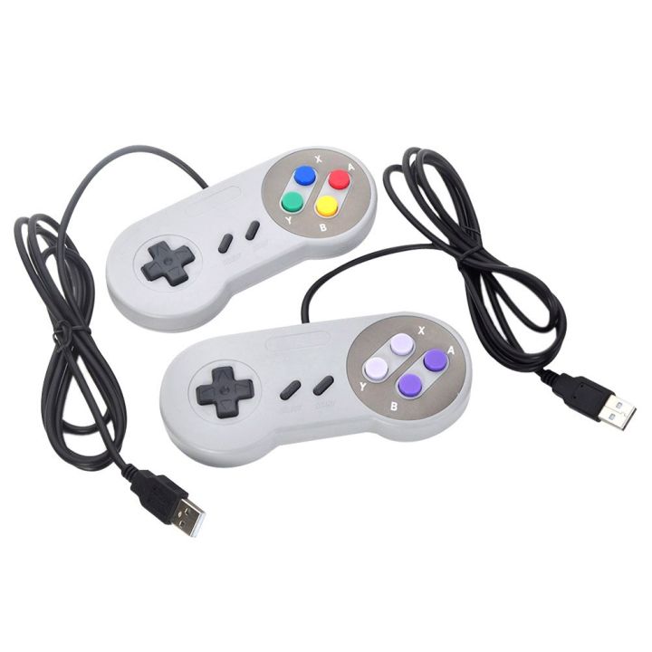 จอยสติ๊กคอนโทรลเลอร์เกมเกมแพดซูเปอร์-usb-แบบมีสาย4ปุ่มสำหรับเกม-nintendo-snes-พอร์ตคอมพิวเตอร์แบบมินิจอยสติ๊กควบคุมคอมพิวเตอร์-mac