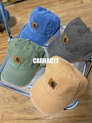 Carhartt แบรนด์ Tooltide Wip Carhartt ป้ายหนังหมวกแก๊ปแคนวาสล้างหมวกเบสบอลสำหรับผู้ชายและผู้หญิงในต่างประเทศ