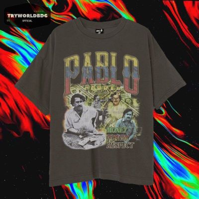 เสื้อ PABLO ESCOBAR เคารพอำนาจเงิน DARK GREY VINTAGE TEES-5XL