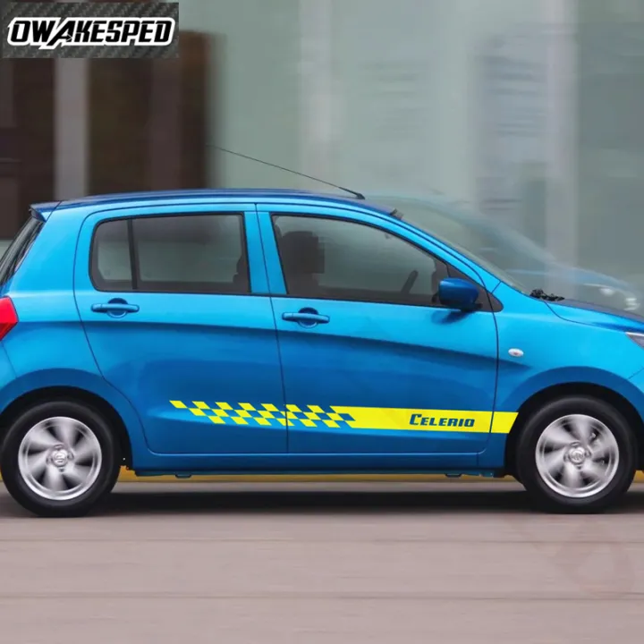 2pcs Car Sticker Racing Stripes Door Side Skirt Decor Decals ForSuzuki