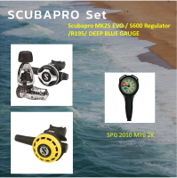 Scubapro Regulator set: Scubapro MK25 EVO /S600 Regulator+ R195 Octopus Regulator+DEEPBULE Pressure Metal Gauge (SET/Package)