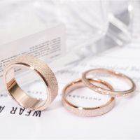 KNOCK High quality Fashion Simple Scrub Stainless Steel Women s Rings 2 mm Width Rose Gold Color Finger Gift For Girl Jewelry