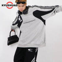 KYUSHUAD เสื้อสเวตเตอร์สวมหัวแนววรรณกรรมของผู้ชายเสื้อสไตล์สตรีทอินส์เสื้อคอเต่าแขนยาวของผู้หญิงใหม่ชุดคู่ที่เรียบง่ายสั้นฮาราจูกุ