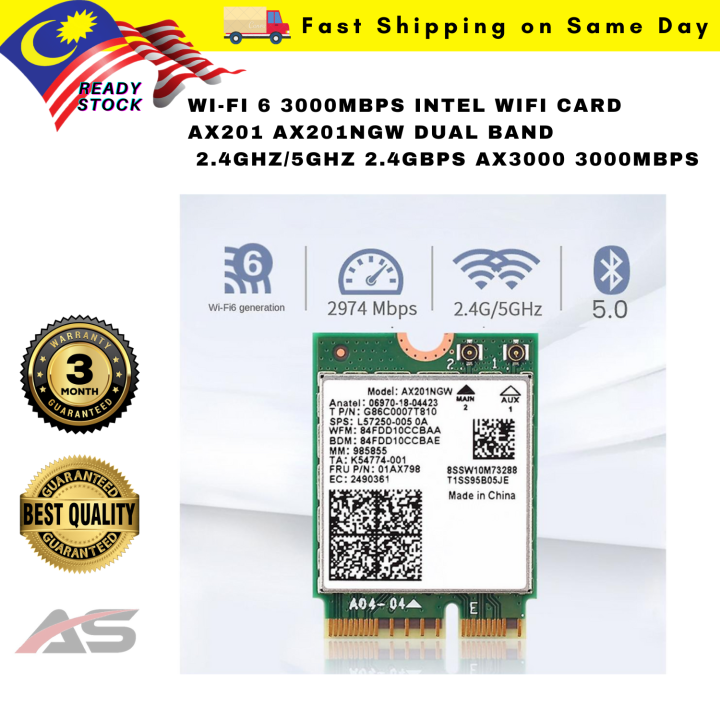 Malaysia Stock Original Wi-Fi 6 3000Mbps Intel Wifi Card AX201 AX201NGW ...