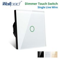 Wallpad 1/2/3 Gang Dimmer EU Touch Switch White Black Gold Glass Panel Wall Light Sensor Button With RF Control AC110-220V 500W Power Points  Switches