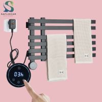 ⊕✺ Black/White/Gray Bathroom Electric Towel Rack Thermostatic Heating Towel Rack Towel Dryer Stainless Steel Touch Digital Display