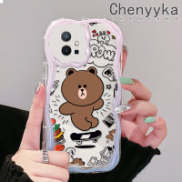 เคส Chenyyka สำหรับ Vivo Y55 Y75 5G Y55s 2023 Y33s 2023 Y33e T1 Y30 Y52t 5G Iqoo เคส Z6การ์ตูนหมีสีน้ำตาลน่ารักสีสันสดใสขอบคลื่นเนื้อครีมเคสโทรศัพท์โปร่งใสกรอบกันกระแทกเรียบง่ายปลอกป้องกันซิลิโคนนิ่ม