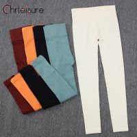 【CC】❃  CHRLEISURE Yoga Ribbed Pants Seamless Waist Leggings Gym Sport Female Tight