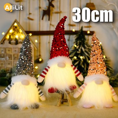 30cm Christmas Doll Elf Gnome with Led Light Christmas Decorations for Home Xmas Navidad New Year 2023 Children 39;s Gifts