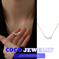 COCOJEWELRY สร้อยคอมุกแฟชั่นสำหรับสตรี,โซ่กระดูกไหปลาร้าแบบช่อง Ins ดีไซน์ทันสมัยของขวัญเครื่องประดับแบบเรียบง่าย