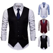 High Quality Men Suit Vest Waistcoat Chain Business Slim Groom Groomsman