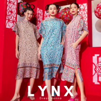 THONGYOY - Dress Hanna LYNX lot B เดรสคอจีนลายดอกไม้ เดรสแขนระบาย เดรสทรงปล่อยคอจีน