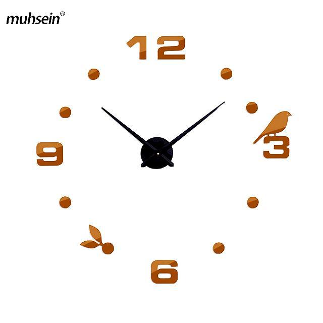 24-home-accessories-นาฬิกาใหม่2023ทันสมัยแบบ-diy-นาฬิกานกสีเงินสีดำทองแบบควอตซ์สร้างสรรค์ตกแต่งห้องนั่งเล่น