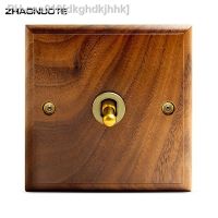 Retro 86 Type Wall Lamp Switch 1-4 Gang 2 Way Toggle Switch Concealed Solid Wood Black Walnut Panel