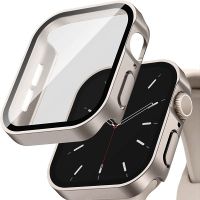 Tempered Glass Case For Apple Watch band 44 mm 40mm PC Straight Edge Screen Protector cover iWatch series 8 7 6 5 4 se 41mm 45mm