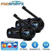 2ชิ้น Fodsports หมวกกันน็อค FX8อากาศอินเตอร์คอมแบบมีบลูทูธกันน้ำ Interphone แบบบลูทูธวิทยุเอฟเอ็มหูฟังติดหมวกกันน็อค3เสียง