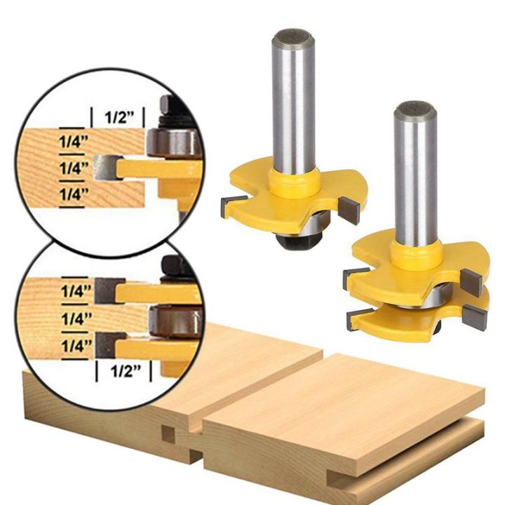 tongue-and-groove-set-router-bit-set-wood-door-flooring-3-teeth-adjustable-1-2-inch-shank-t-shape-wood-milling-cutter-woodworking-tool-2pcs
