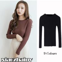 Xiaozhainv（8 color）Women clothing Round Neck Baju Long Sleeve Sweater knitted tshirt