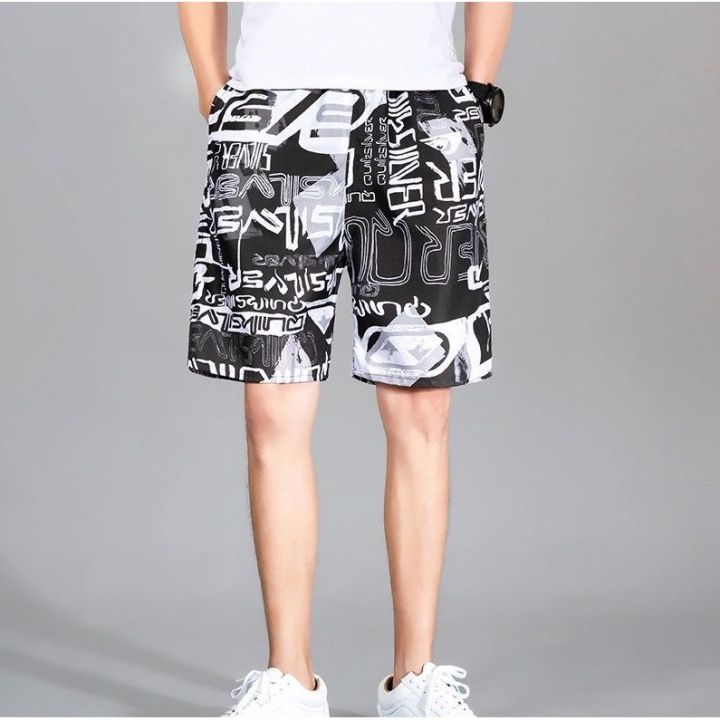 Summer Flower Shorts Men ins Loose Large Size Beach Pants Ice Silk