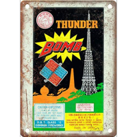 Thunder Bomb Firework Package Art ทำสำเนาป้ายโลหะ-ตกแต่งผนังย้อนยุคและคิดถึงสำหรับเฟอร์นิเจอร์เก่า