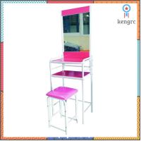 KMP Furniture โต๊ะเครื่องแป้งพร้อนสตูลเหล็ก รุ่น ชั้นวางของเป็นไม้ (สีชมพู) ยอดขายดีอันดับหนึ่ง