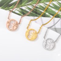 Stainless Steel Moon Sun Face Pendant Necklaces For Women Fashion Mini Disc Coin Necklace Jewelry Bijoux Femme Friendship Gift