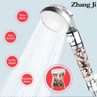 ZhangJi 3 Modes Adjustable High Pressure Shower Head Tourmaline Replaceable Filter SPA Shower Water Saving  Switch Button Shower Showerheads