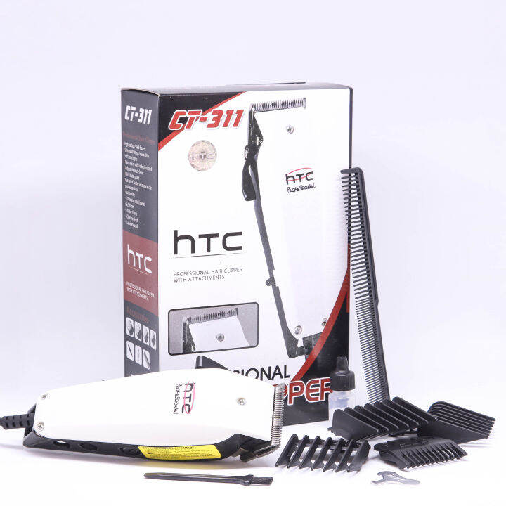 htc-ปัตตาเลี่ยนแบบมีสาย-สำหรับช่างตัดผมมืออาชีพ-ใบมีดสเตนเลส-ct-311-ตัดคม-แม่นยำ-เครื่องไม่ร้อนง่าย-สีขาว