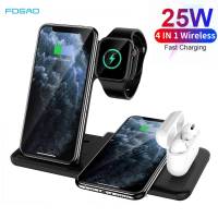 ZZOOI 25W Wireless Charger Dock Station For iPhone 14 13 12 11 XS XR 8 Apple Watch 8 SE Airpods Pro 4 in 1 Fast Charging Pad Stand