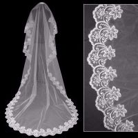 White Lace Appliques Short Bridal Veil voile de mariee One layer Wedding Accessory 1.5M  veu de noiva longo Without Comb Hair Accessories