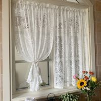 【YD】 Embroidered Voile Short Curtains for Cupboard Half Curtain Door Drapes ZH326