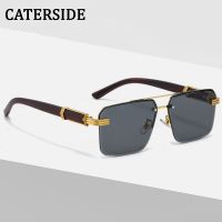 CATERSIDE Small Square Sunglasses Men 18K Gold Bound Eyewear Marble Wood Grain Rectangle Gafas Women Brand Designer Sun Glasses