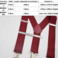 Suspenders สำหรับผู้ชาย50มิลลิเมตรกว้างหนักขนาดใหญ่ทำงานคลิปที่แข็งแกร่งกางเกงปรับจัดฟัน Y กลับยืดหยุ่นกางเกงไวน์แดง