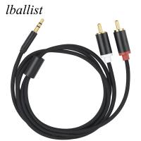 lballist Fabric Braided 2RCA Male to 3.5mm Jack Male to Audio Cable For Speakers Amplifier 50cm 1m 1.8m 3m 5m 10m Cables