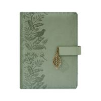 A5 Loose-leaf Scrapbook Journal Notepad Leaves Pendant Personal Diary Refillable Travel Journal w Magnetic Clasp