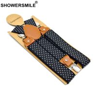 2022SHOWERSMILE ผู้ชาย Suspenders อย่างเป็นทางการกางเกงเข็มขัดเพชร Suspenders วินเทจผู้ชายจัดฟันแขวนยืดหยุ่นคลิปกางเกงสาย120เซนติเมตร